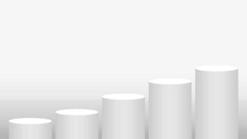 pedestal cylinder circle 5 steps for cosmetics showcase, podium circle stage white grey and gold color, platform five steps for advertising and copy space, podium round for products display vector