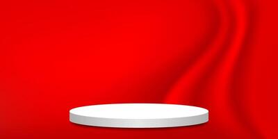 podium stage red for cosmetics make-up product display vector