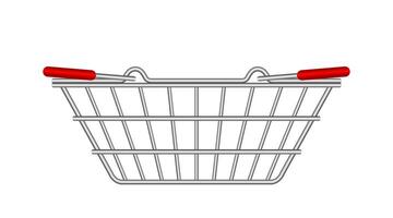 basket empty for supermarket isolated on white, shopping basket, handle basket metal in a side view vector