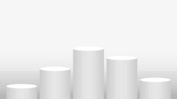pedestal cylinder circle 5 steps for cosmetics showcase, podium circle stage white grey and gold color, platform five steps for advertising and copy space, podium round for product display vector