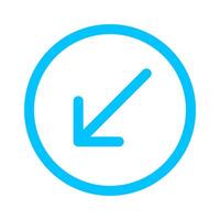 arrow line pointing left down in circle blue isolated on white, arrow in circular strokes for direction left down, arrows button simple, arrow symbol circle line for ui app, arrowhead pointer down vector