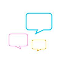 colorful speech bubble line square shape isolated on white, balloon for message talk chat concept vector