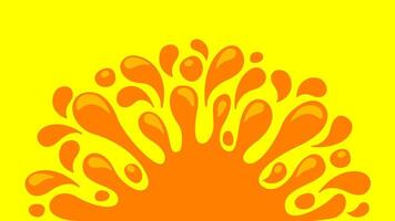 orange juice water splash drop, water blob orange flat isolated on yellow, pineapple juice splash flow, orange juice drop splatter simple vector