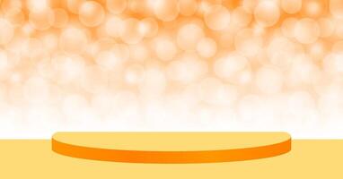 orange pedestal stage on bokeh soft for background, stage podium 3d for cosmetics product display show, orange pedestal stand deluxe for backdrop, stage pedestal for award or success concept show vector