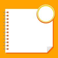 template paper square white and circle, orange background, blank paper white for banner presentation, cover paper white square print for clip art vector