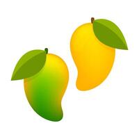 mango ripe fruit simple shape, yellow mango cartoon, clip art, illustration mango icon vector