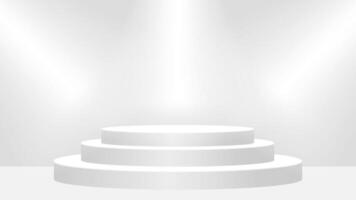 pedestal circle white and light for stage presentation background, pedestal stand for winner award and success concept, podium stage round three layer for product display, empty pedestal of exhibition vector