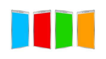 smart phones multi color screen isolated on white background, empty telephone digital screen for copy space, modern mobile phone for display and element banner graphic design, smartphone template vector
