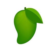 mango green fruit simple isolated on white background, raw mango cartoon for clip art, illustration mango for icon vector