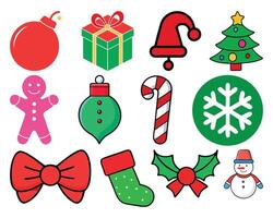 Christmas bundle icon set vector