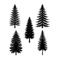Set of Pine Tree Silhouettes Evergreen Forest Trees Collection for Nature and Winter Themes vector