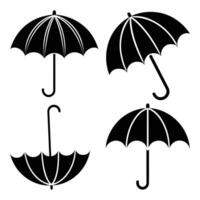 four black umbrellas are shown in different positions vector