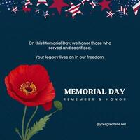Blue Flower Memorial Day Instagram Post template