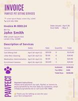 Purple Cream Minimalistic Clean Invoice for Pet Sitting Services template