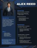 Dark Blue and Black Internship Resume template