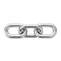 realistic photograph of metal chain link, showcasing its shiny surface and interlocking design, evokes strength and durability photo