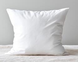 soft white pillow mockup is perfect for showcasing designs or patterns in cozy setting photo