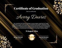 black gold elegant graduation certificate template