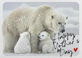 Mother's Day Greeting Card with Polar Bear Theme template