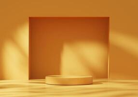 Minimal Yellow Background Podium Platform For Product Display Presentation 3D Rendering photo