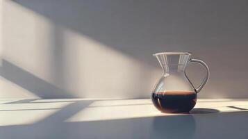 A coffee pitcher sitting on a table in front of a window photo