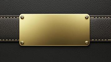 A sleek, polished gold metal plate with a smooth, blank surface, designed for engraving. 2 photo