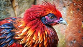 A vibrant bird displays its colorful plumage. photo