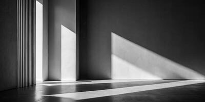 Shadowed corner in a minimalist room with dramatic lighting. photo