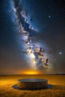 Stunning view of the Milky Way over a serene ocean horizon. photo