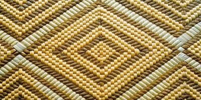Geometric golden woven texture with intricate diamond patterns. photo