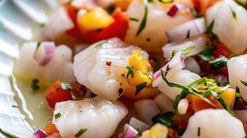Fresh Ceviche with Diced Fish, Tomatoes, and Herbs photo