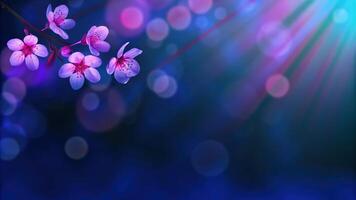 Cherry Blossoms Illuminated by Soft Glowing Lights photo