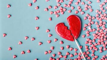 Broken Heart Lollipop with Pink Candy Hearts photo