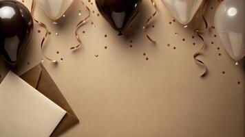Party Decoration Scene with Ribbons and Confetti photo