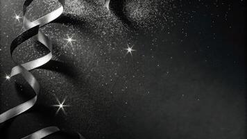 Sparkling Black Glitter with Silver Ribbon photo