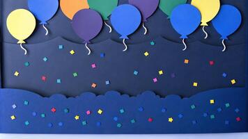 Festive Balloons and Confetti Celebration Banner photo
