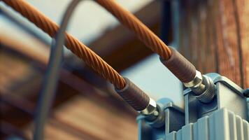 Close-Up of Rusty Steel Ropes with Industrial Design photo