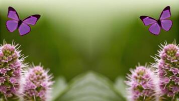 Purple Butterflies and Wild Thistles in Natural Surroundings photo