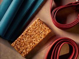 Leather Crafting Tools with Textured Materials on Artisan Workspace photo