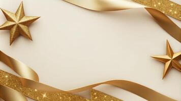 Gold Ribbon and Star Accents on an Elegant Background photo