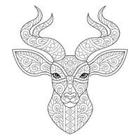Intricate Deer Head Line Art for Coloring vector