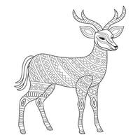 Intricate Deer Line Art with Decorative Patterns vector