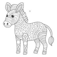 Intricate Zebra Coloring Page Illustration vector