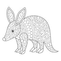 Intricate Armadillo Coloring Page vector