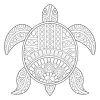 Intricate Line Art Turtle for Coloring vector