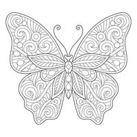 Intricate Butterfly Coloring Page with Swirls vector