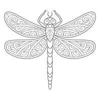 Intricate Dragonfly Illustration with Swirling Patterns vector
