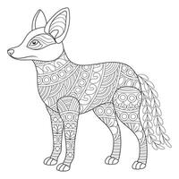 Intricate Fox Line Art Illustration coloring pages vector