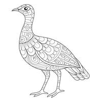 Intricate line art of a bird with detailed patterns vector