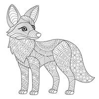 Intricate Fox Line Art for Coloring vector